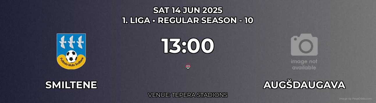 Smiltene vs Augšdaugava Prediction match poster for 1. Liga fixture on SAT 14 JUN 2025