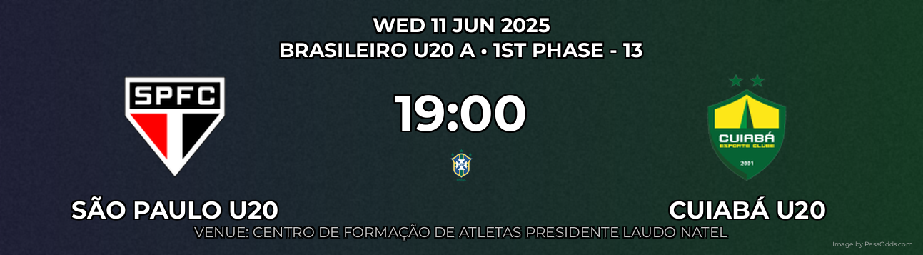 São Paulo U20 vs Cuiabá U20 Prediction match poster for Brasileiro U20 A fixture on WED 11 JUN 2025