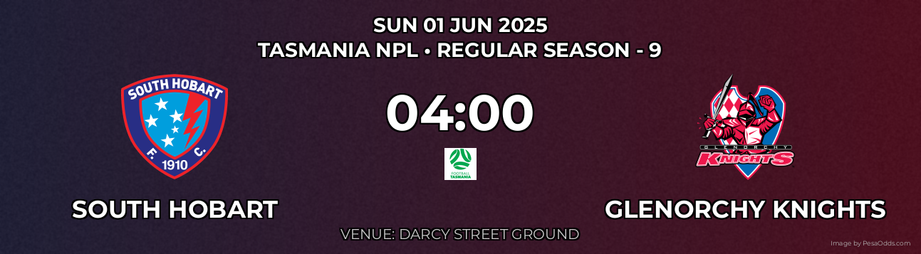 South Hobart vs Glenorchy Knights Prediction match poster for Tasmania NPL fixture on SUN 01 JUN 2025