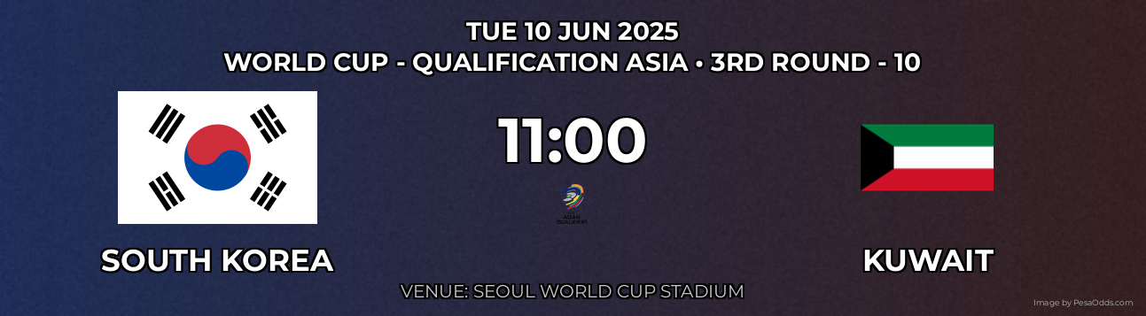 South Korea vs Kuwait Prediction match poster for World Cup - Qualification Asia fixture on TUE 10 JUN 2025