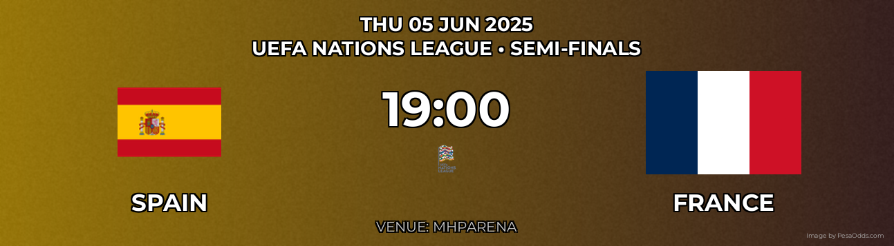 Spain vs France Prediction match poster for UEFA Nations League fixture on THU 05 JUN 2025