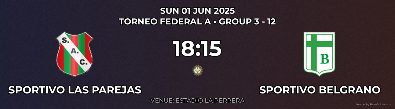 Sportivo Las Parejas vs Sportivo Belgrano Prediction match poster for Torneo Federal A fixture on SUN 01 JUN 2025