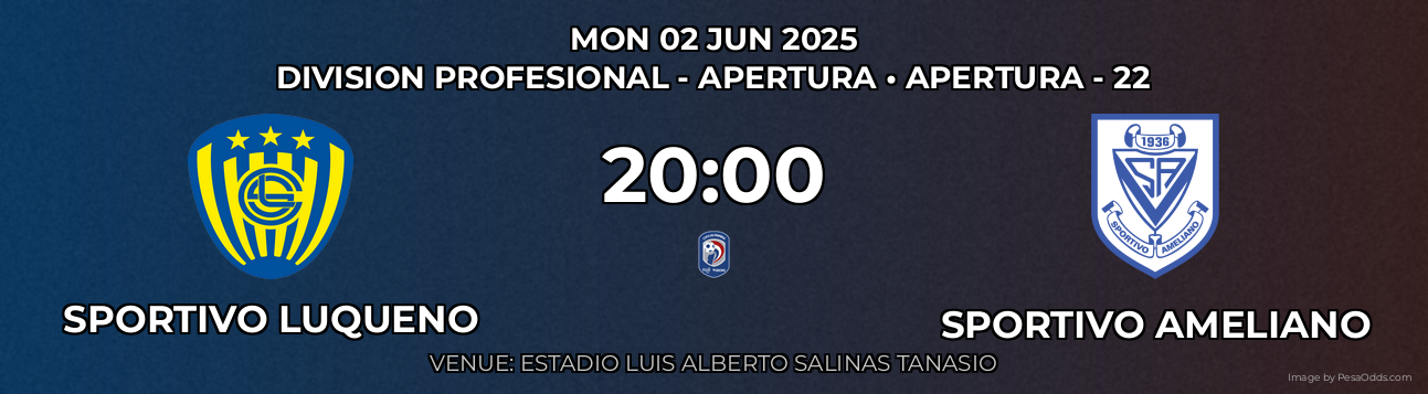 Sportivo Luqueno vs Sportivo Ameliano Prediction match poster for Division Profesional - Apertura fixture on MON 02 JUN 2025
