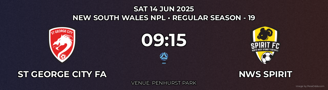 St George City FA vs NWS Spirit Prediction match poster for New South Wales NPL fixture on SAT 14 JUN 2025