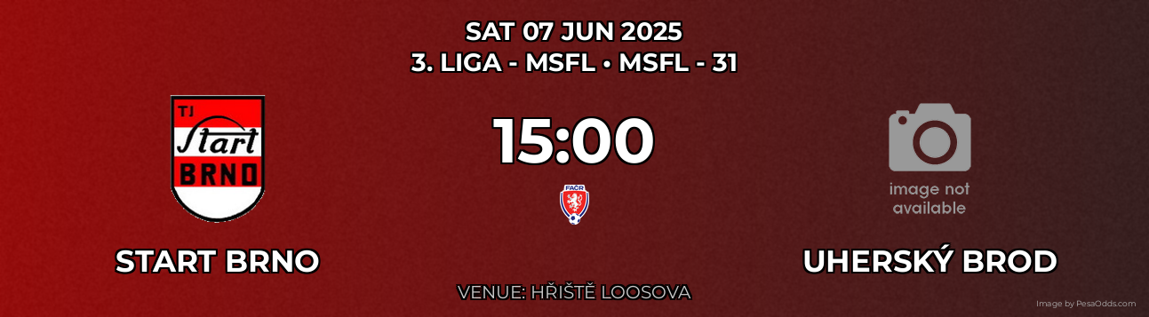 Start Brno vs Uherský Brod Prediction match poster for 3. liga - MSFL fixture on SAT 07 JUN 2025