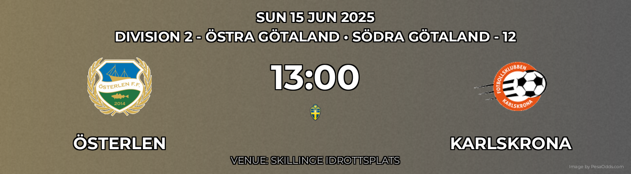Österlen vs Karlskrona Prediction match poster for Division 2 - Östra Götaland fixture on SUN 15 JUN 2025