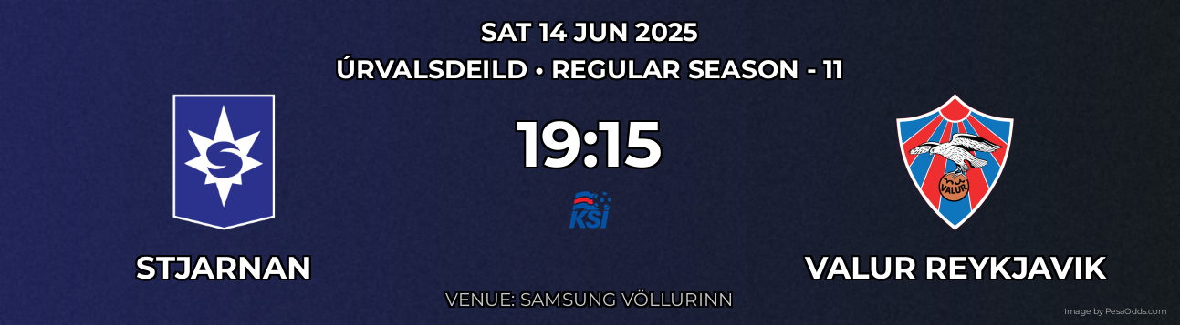 Stjarnan vs Valur Reykjavik Prediction match poster for Úrvalsdeild fixture on SAT 14 JUN 2025