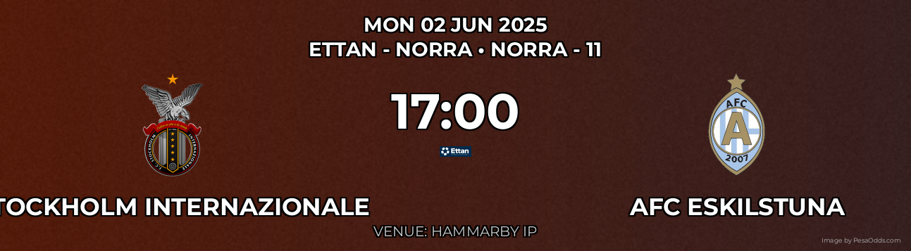 Stockholm Internazionale vs AFC Eskilstuna Prediction match poster for Ettan - Norra fixture on MON 02 JUN 2025