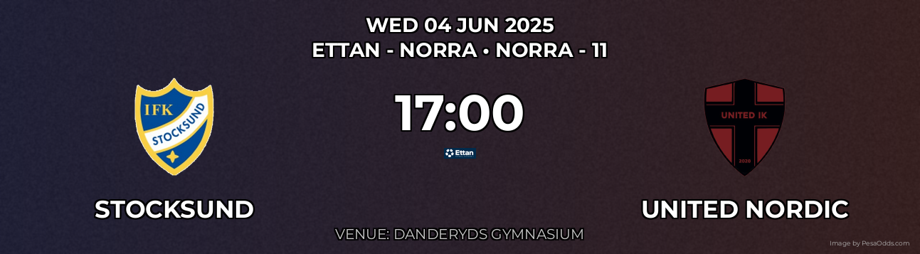Stocksund vs United Nordic Prediction match poster for Ettan - Norra fixture on WED 04 JUN 2025