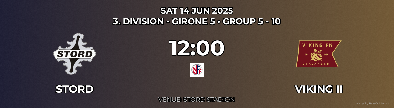 Stord vs Viking II Prediction match poster for 3. Division - Girone 5 fixture on SAT 14 JUN 2025