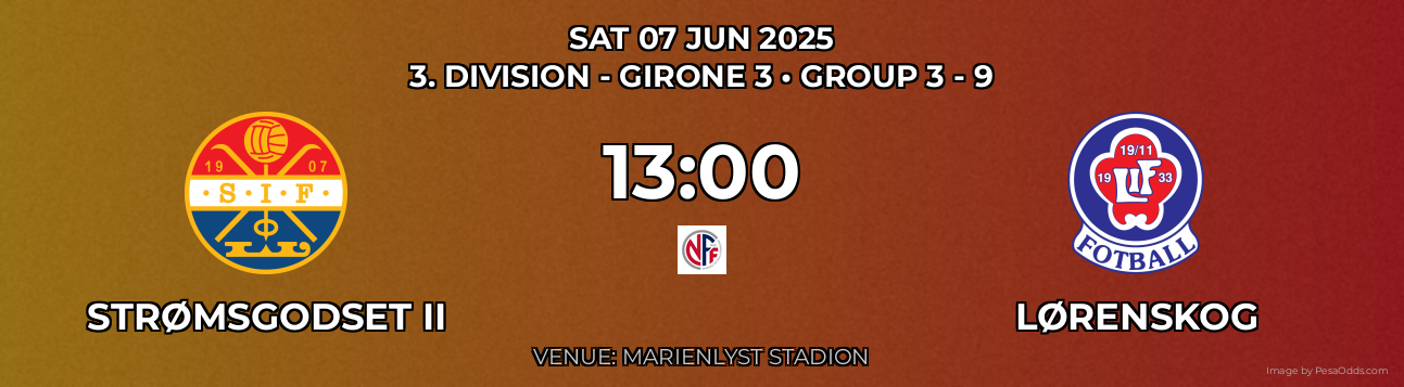 Strømsgodset II vs Lørenskog Prediction match poster for 3. Division - Girone 3 fixture on SAT 07 JUN 2025