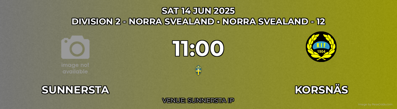 Sunnersta vs Korsnäs Prediction match poster for Division 2 - Norra Svealand fixture on SAT 14 JUN 2025