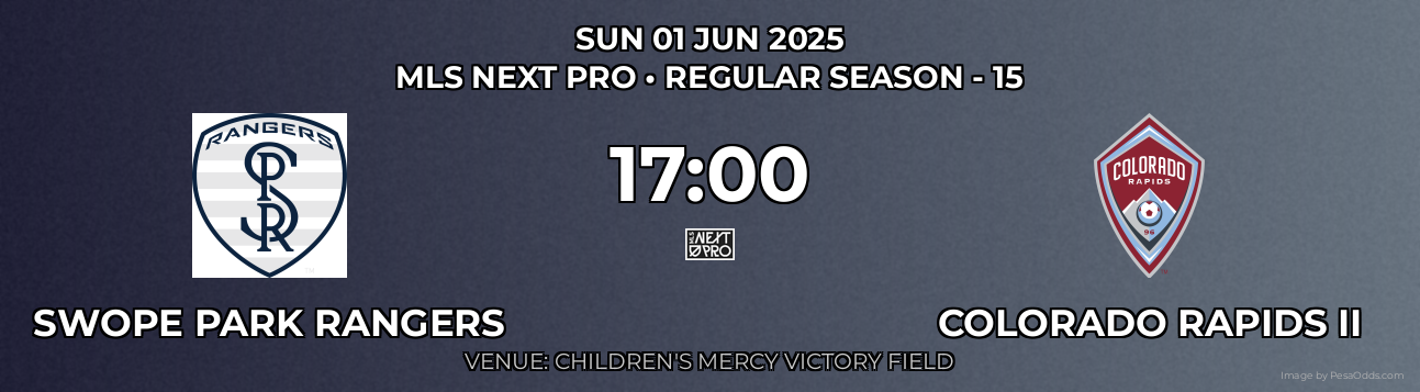 Swope Park Rangers vs Colorado Rapids II Prediction match poster for MLS Next Pro fixture on SUN 01 JUN 2025