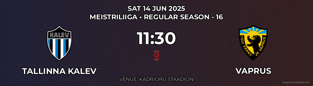Tallinna Kalev vs Vaprus Prediction match poster for Meistriliiga fixture on SAT 14 JUN 2025