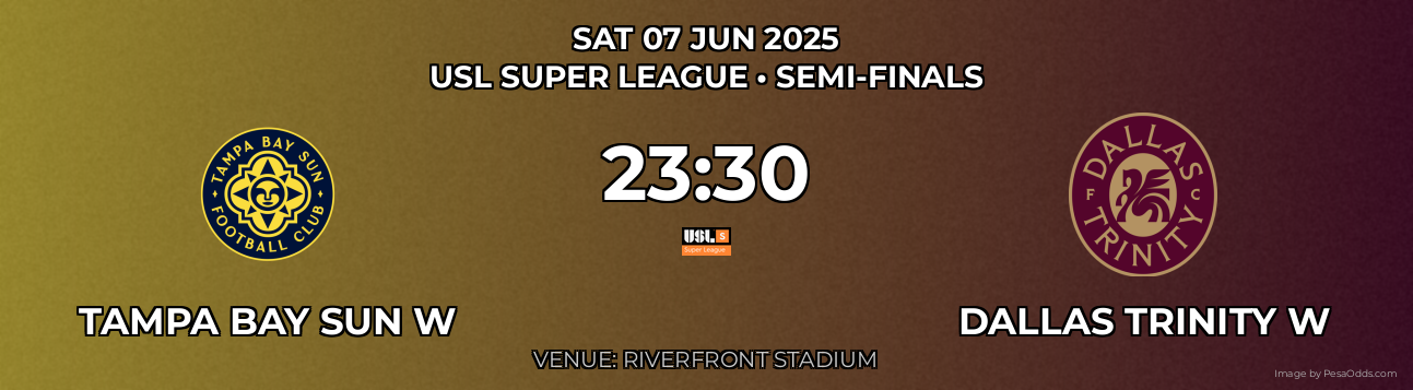 Tampa Bay Sun W vs Dallas Trinity W Prediction match poster for USL Super League fixture on SAT 07 JUN 2025