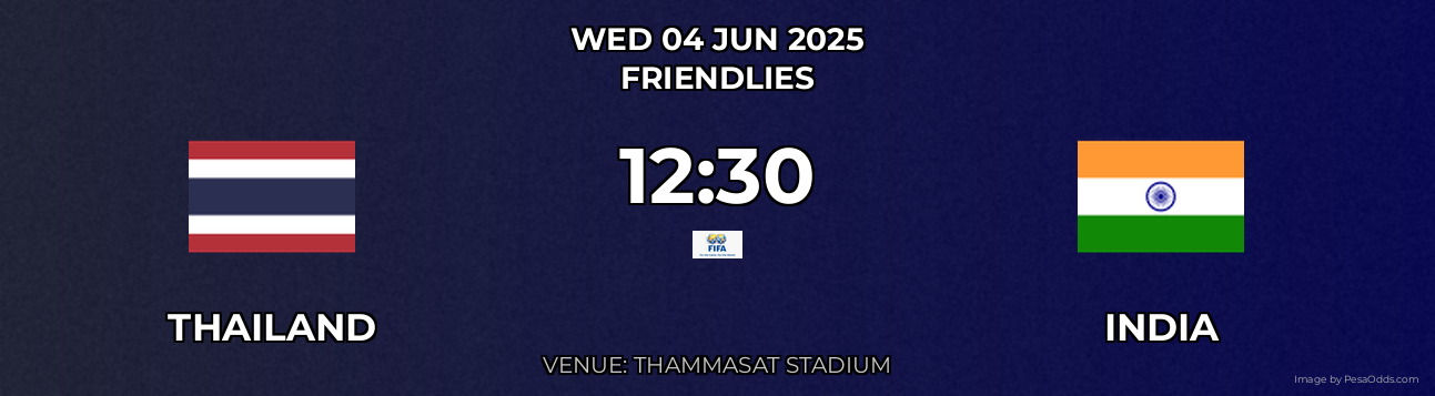Thailand vs India Prediction match poster for Friendlies fixture on WED 04 JUN 2025