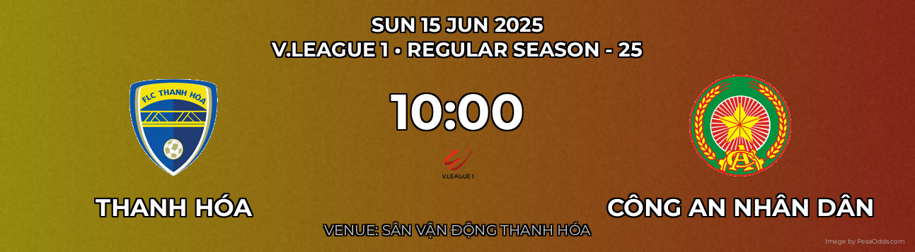 Thanh Hóa vs Công An Nhân Dân Prediction match poster for V.League 1 fixture on SUN 15 JUN 2025