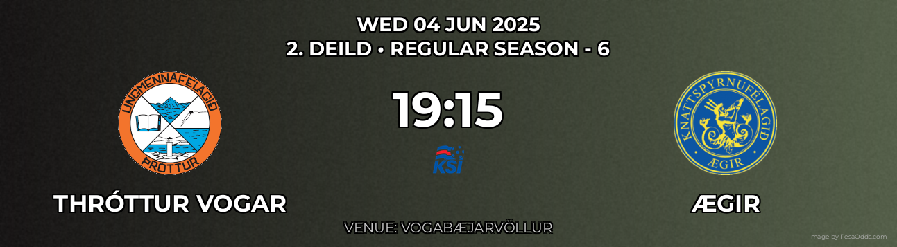 Thróttur Vogar vs Ægir Prediction match poster for 2. Deild fixture on WED 04 JUN 2025