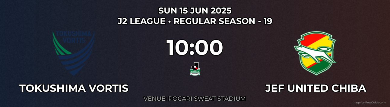 Tokushima Vortis vs JEF United Chiba Prediction match poster for J2 League fixture on SUN 15 JUN 2025