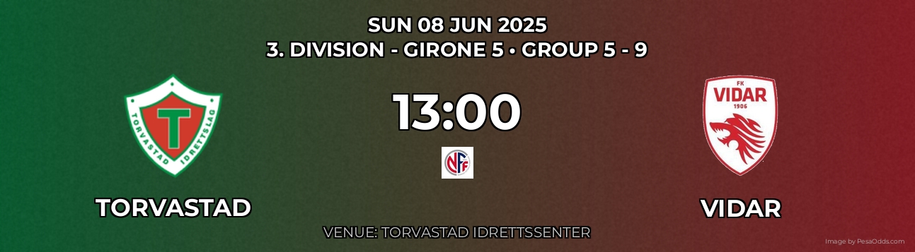 Torvastad vs Vidar Prediction match poster for 3. Division - Girone 5 fixture on SUN 08 JUN 2025