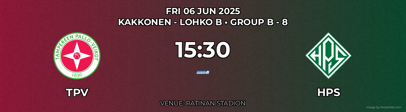 TPV vs HPS Prediction match poster for Kakkonen - Lohko B fixture on FRI 06 JUN 2025