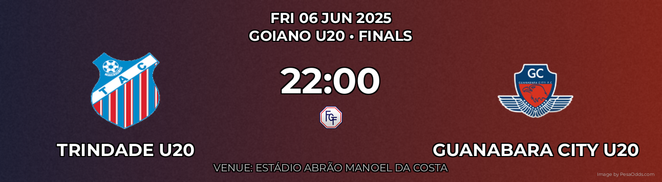 Trindade U20 vs Guanabara City U20 Prediction match poster for Goiano U20 fixture on FRI 06 JUN 2025