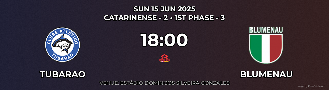 Tubarao vs Blumenau Prediction match poster for Catarinense - 2 fixture on SUN 15 JUN 2025