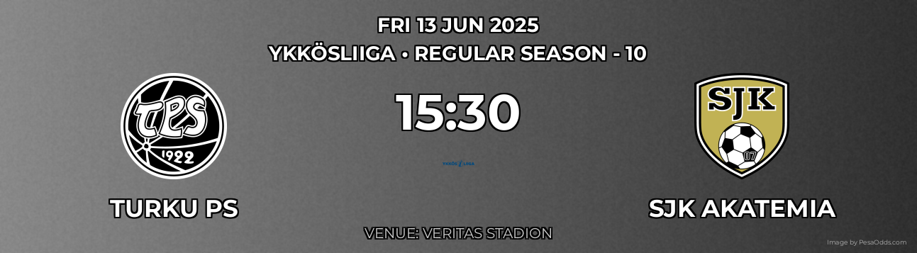 Turku PS vs SJK Akatemia Prediction match poster for Ykkösliiga fixture on FRI 13 JUN 2025