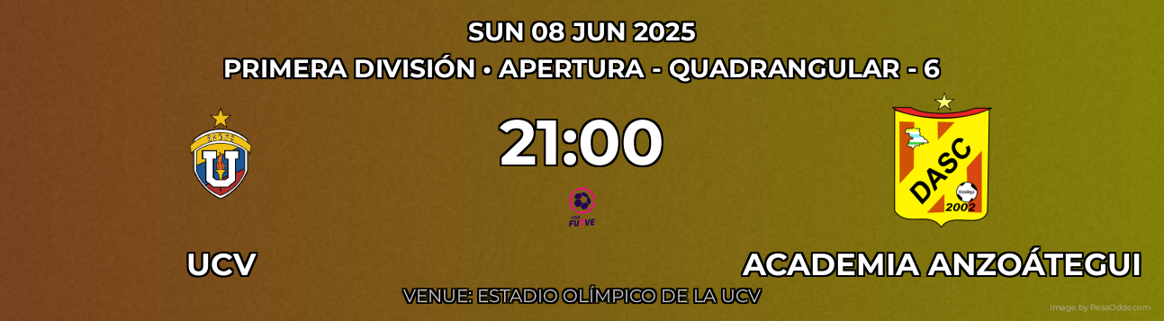 UCV vs Academia Anzoátegui Prediction match poster for Primera División fixture on SUN 08 JUN 2025