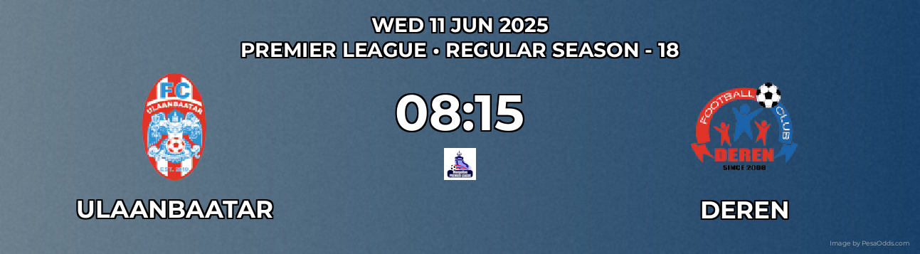 Ulaanbaatar vs Deren Prediction match poster for Premier League fixture on WED 11 JUN 2025
