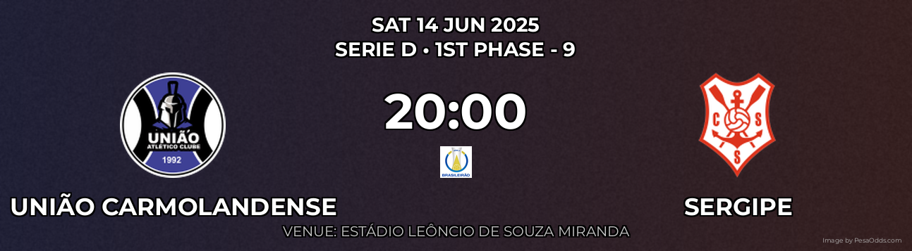 União Carmolandense vs Sergipe Prediction match poster for Serie D fixture on SAT 14 JUN 2025