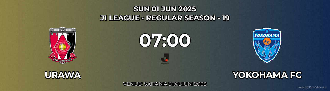 Urawa vs Yokohama FC Prediction match poster for J1 League fixture on SUN 01 JUN 2025