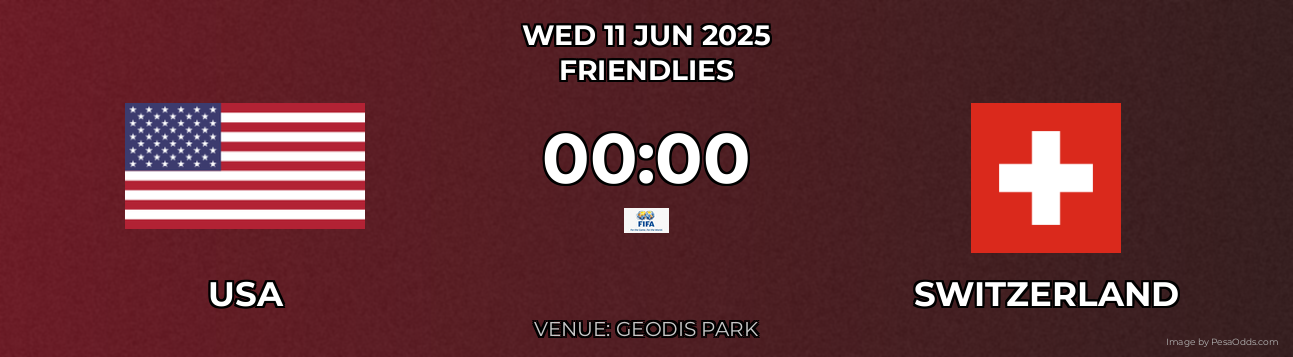 USA vs Switzerland Prediction match poster for Friendlies fixture on WED 11 JUN 2025