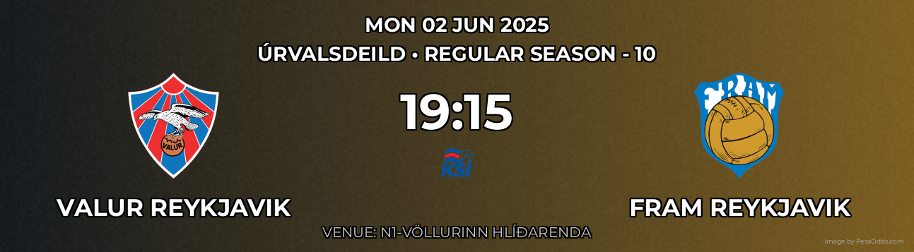 Valur Reykjavik vs Fram Reykjavik Prediction match poster for Úrvalsdeild fixture on MON 02 JUN 2025