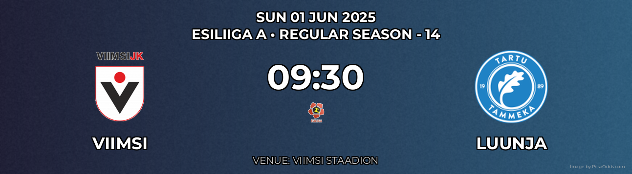 Viimsi vs Luunja Prediction match poster for Esiliiga A fixture on SUN 01 JUN 2025