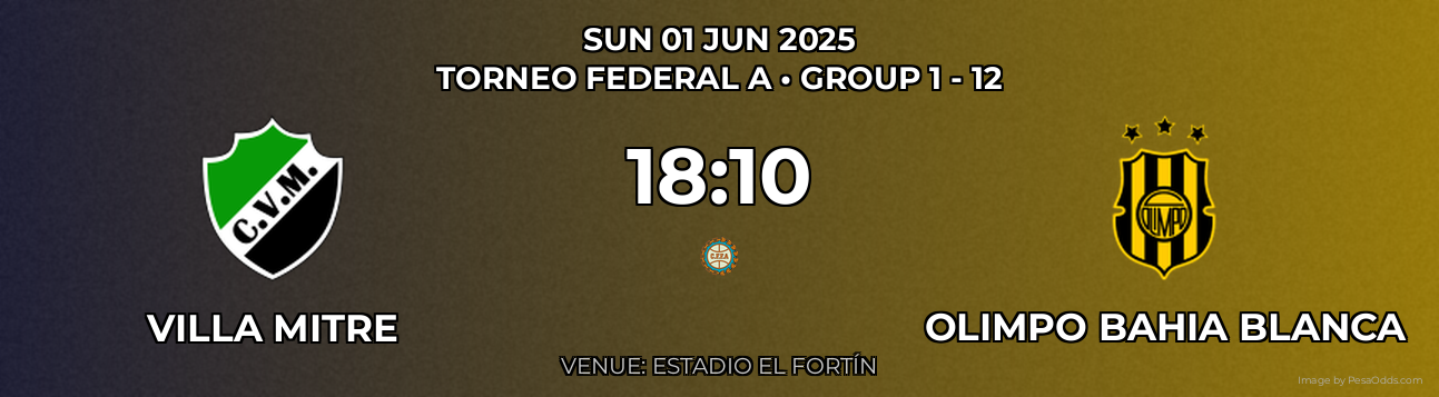 Villa Mitre vs Olimpo Bahia Blanca Prediction match poster for Torneo Federal A fixture on SUN 01 JUN 2025