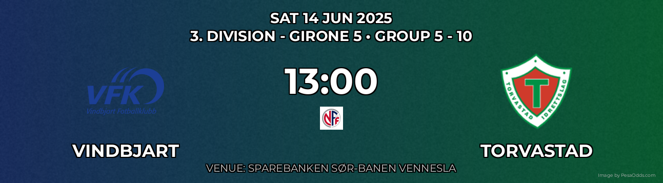 Vindbjart vs Torvastad Prediction match poster for 3. Division - Girone 5 fixture on SAT 14 JUN 2025