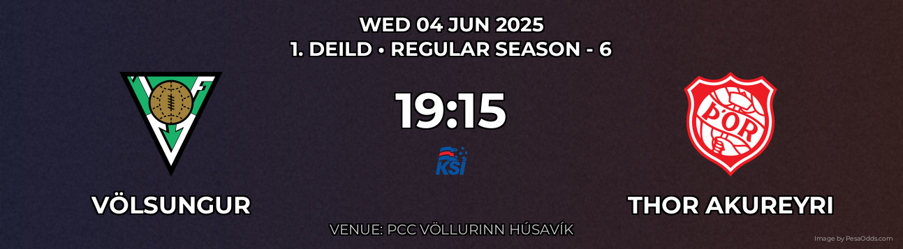Völsungur vs Thor Akureyri Prediction match poster for 1. Deild fixture on WED 04 JUN 2025