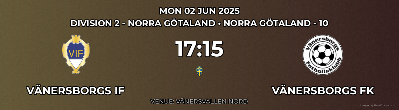 Vänersborgs IF vs Vänersborgs FK Prediction match poster for Division 2 - Norra Götaland fixture on MON 02 JUN 2025