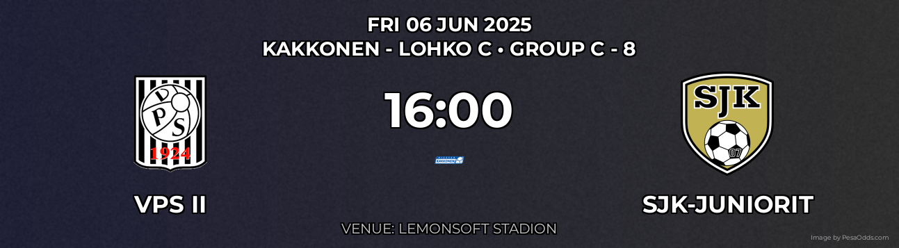 VPS II vs SJK-juniorit Prediction match poster for Kakkonen - Lohko C fixture on FRI 06 JUN 2025