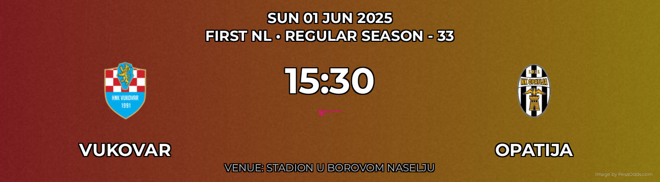 Vukovar vs Opatija Prediction match poster for First NL fixture on SUN 01 JUN 2025