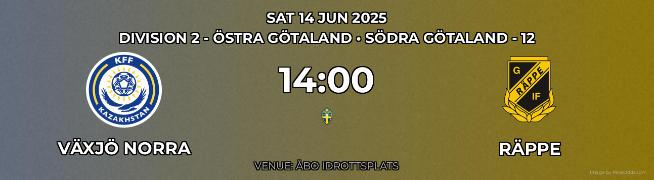 Växjö Norra vs Räppe Prediction match poster for Division 2 - Östra Götaland fixture on SAT 14 JUN 2025