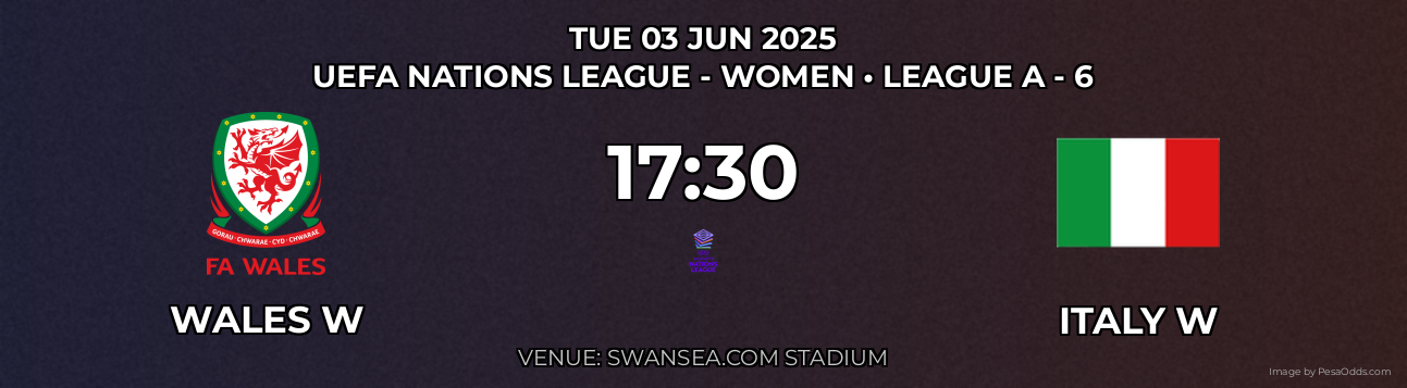 Wales W vs Italy W Prediction match poster for UEFA Nations League - Women fixture on TUE 03 JUN 2025