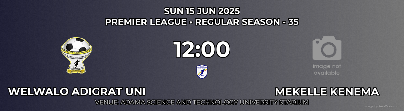 Welwalo Adigrat Uni vs Mekelle Kenema Prediction match poster for Premier League fixture on SUN 15 JUN 2025