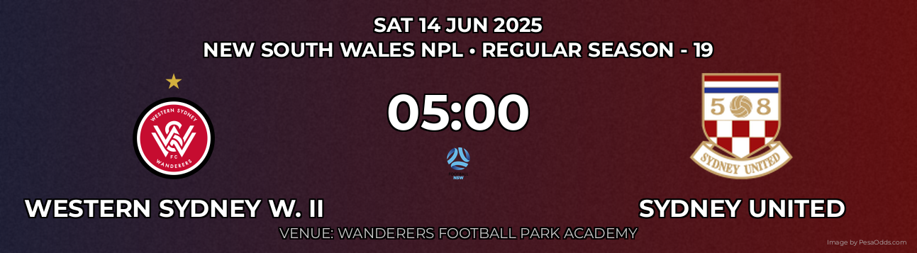 Western Sydney W. II vs Sydney United Prediction match poster for New South Wales NPL fixture on SAT 14 JUN 2025