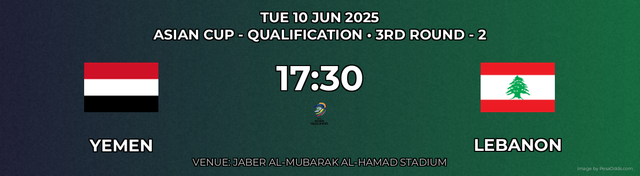 Yemen vs Lebanon Prediction match poster for Asian Cup - Qualification fixture on TUE 10 JUN 2025