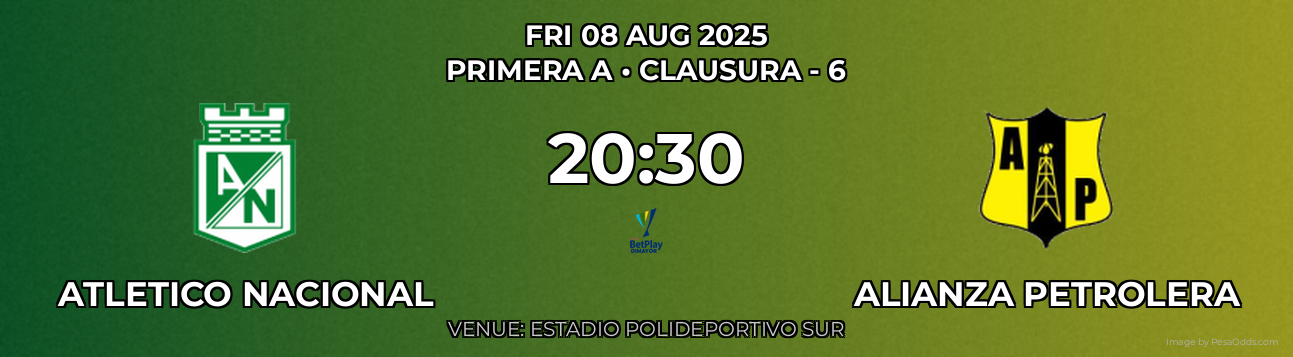 Atletico Nacional vs Alianza Petrolera Prediction match poster for Primera A fixture on FRI 08 AUG 2025