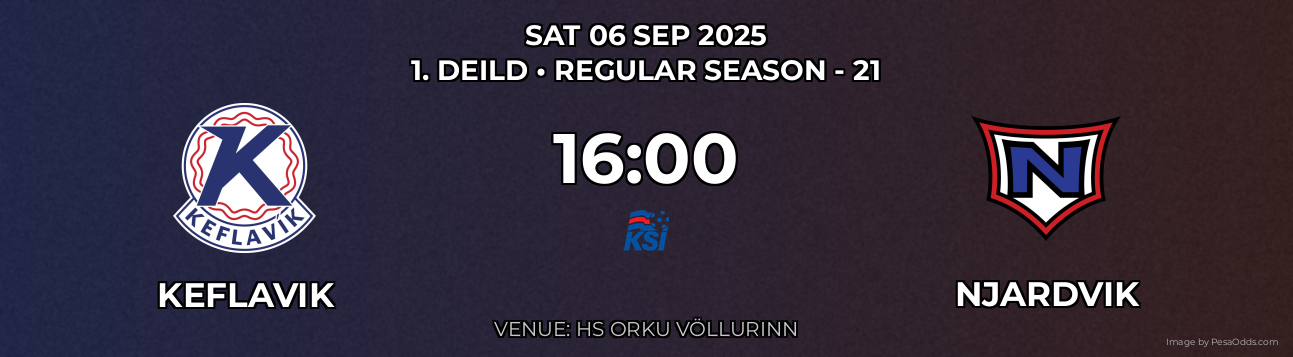 Keflavik vs Njardvik Prediction match poster for 1. Deild fixture on SAT 06 SEP 2025